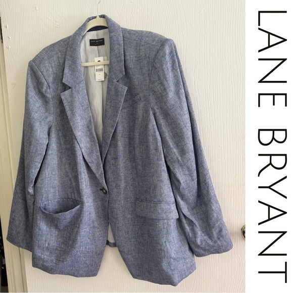 Lane Bryant Jackets & Blazers - NEW NWT Lane Bryant Linen Blend Heathered Blue Blazer